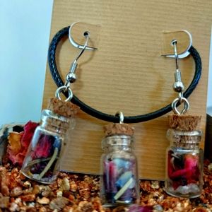 Spell Jar Earrings and Necklace set